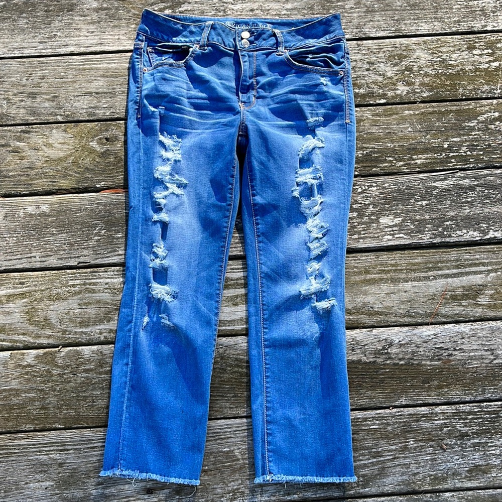 American Eagle Destroyed Super Super Stretch Artist Crop 14 R